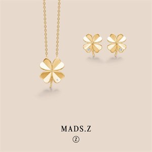 2 Mads Z - Clover halskæde m. zirkon i 8kt. guld